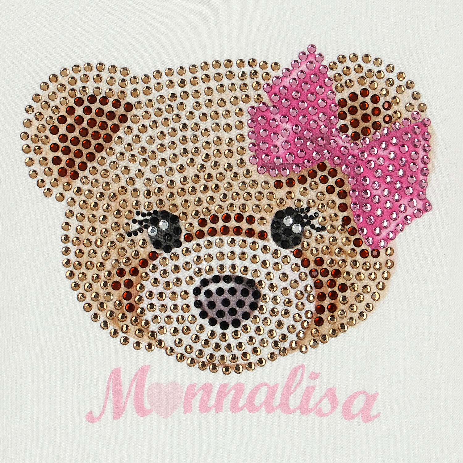 توب بنات بأكمام بطبعة تيدي باللون العاجي, 1, hi-res